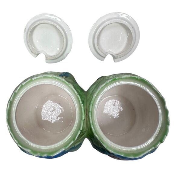 Vintage PY Japan Ceramic Anthropomorphic Condiment Containers Cabbage Rose Bird - Picture 5 of 12